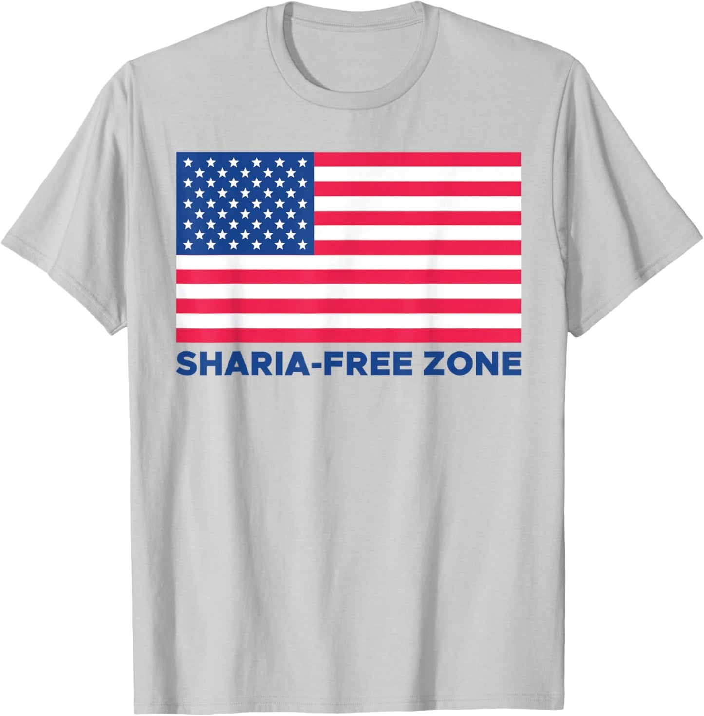 Sharia Free Zone America Flag T-Shirt - T-Shirt | Ash