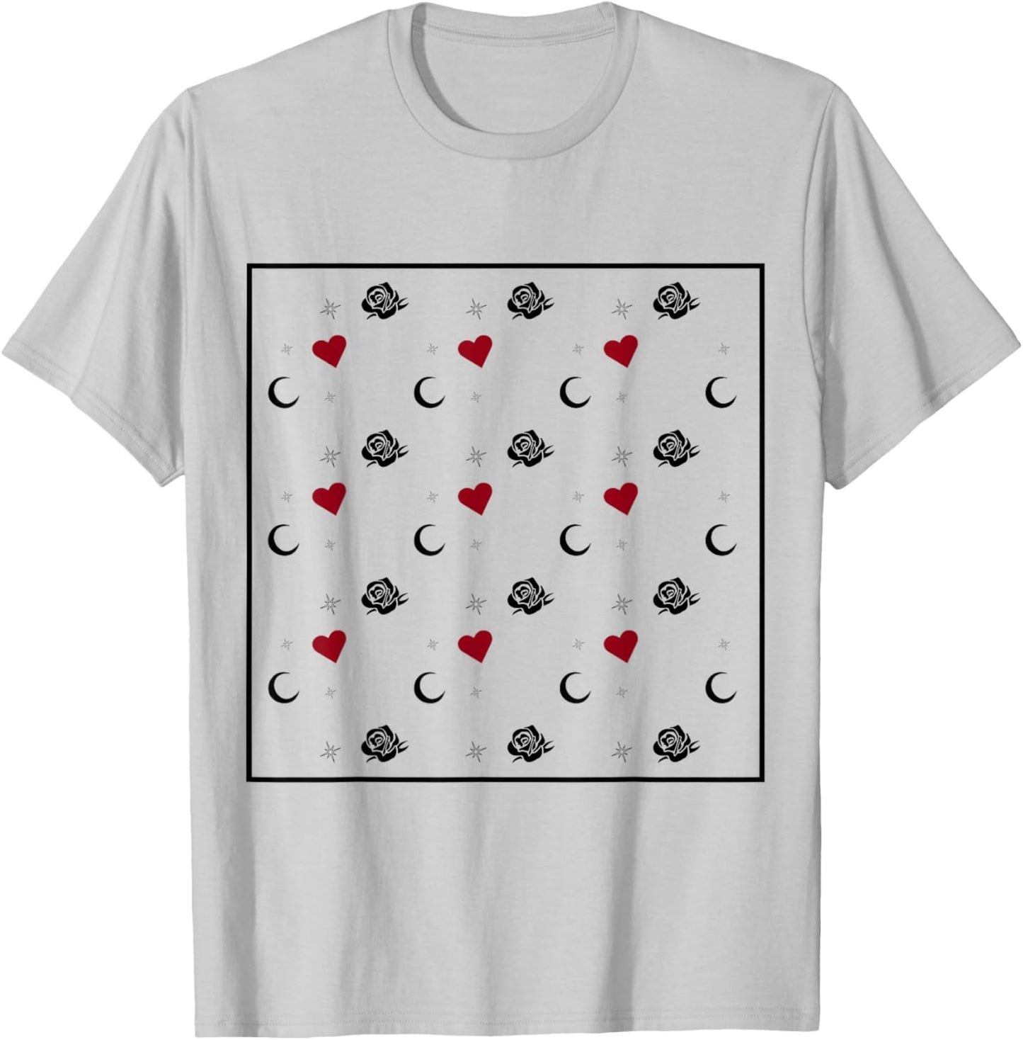 Roses, Hearts, and Moons T-Shirt - T-Shirt | Ash