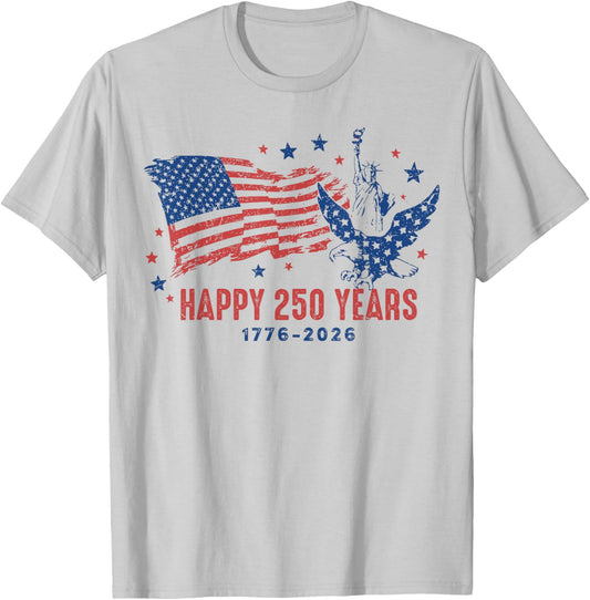 Happy 250 Years 1776 2026 Women Kids 4th of July T-Shirt - T-Shirt | Ash