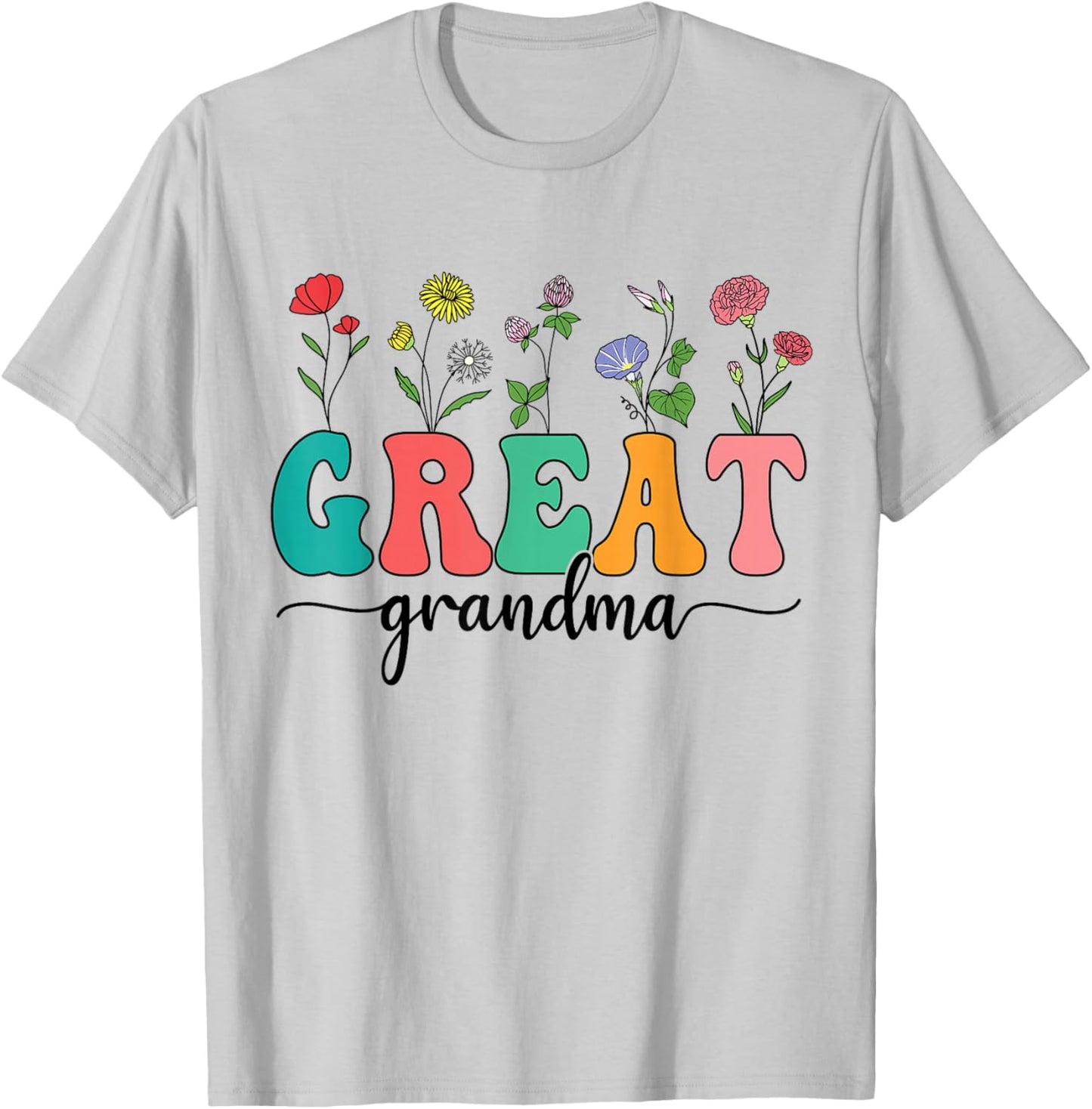 Cute Wildflowers Grandma Floral Mother's Day Great Grandma T-Shirt - T-Shirt | Ash