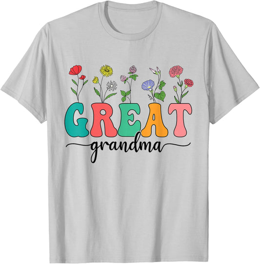 Cute Wildflowers Grandma Floral Mother's Day Great Grandma T-Shirt - T-Shirt | Ash