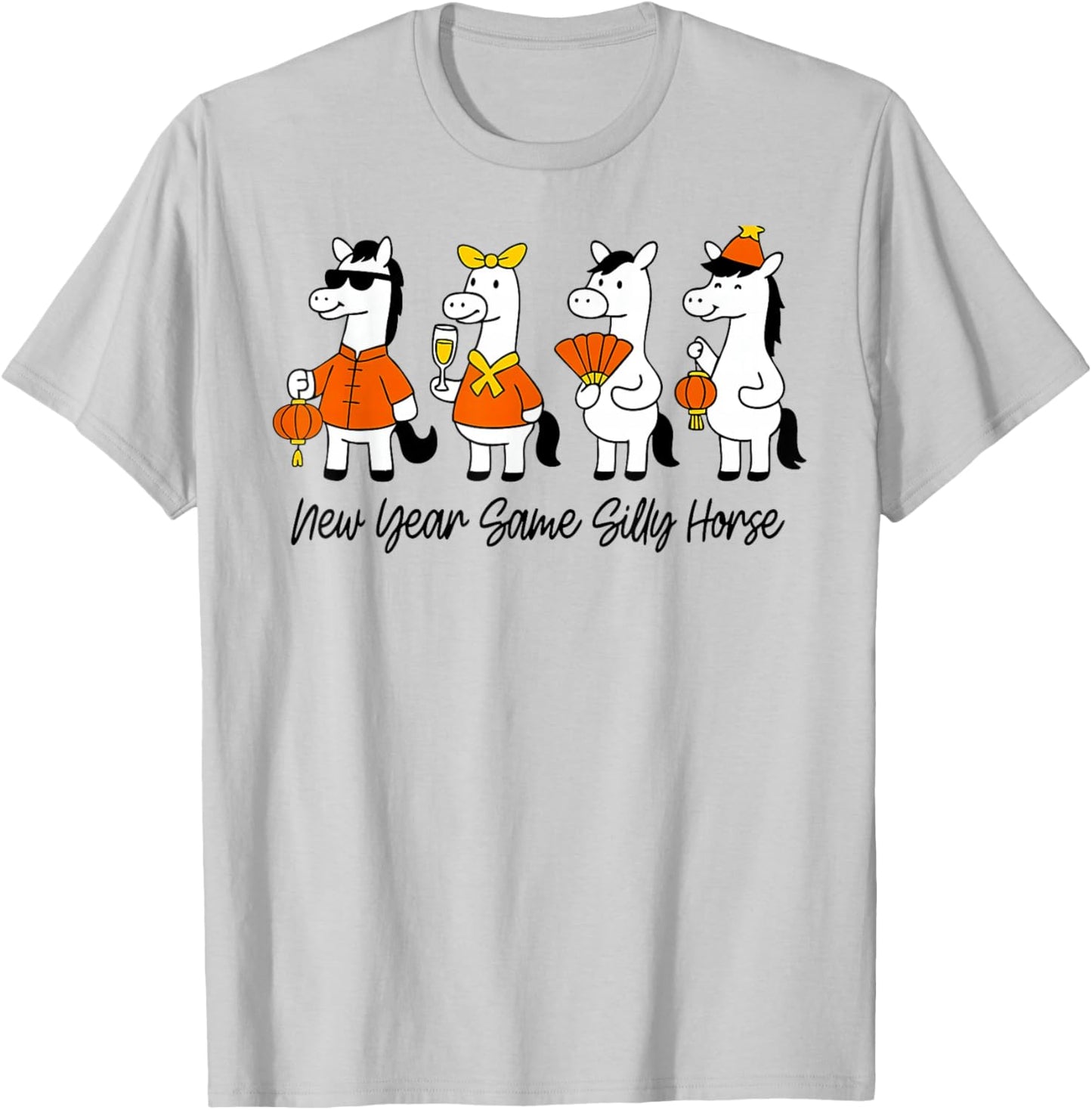 Humorous Silly Horse Lunar New Year Chinese Celebration T-Shirt - T-Shirt | Ash