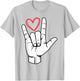 I Love You Sign Language Valentine's Day ASL Heart T-Shirt - T-Shirt | Ash