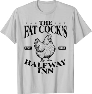 The Fat Cock's Halfway Inn Funny Pub T-Shirt - T-Shirt | Ash