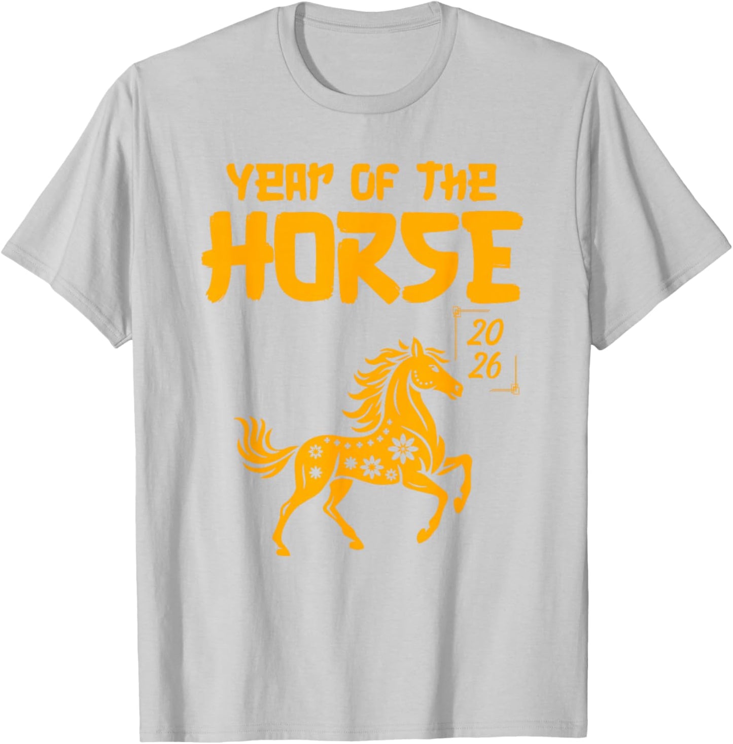 Year of The Horse 2026 Happy New Year Golden Horse T-Shirt - T-Shirt | Ash