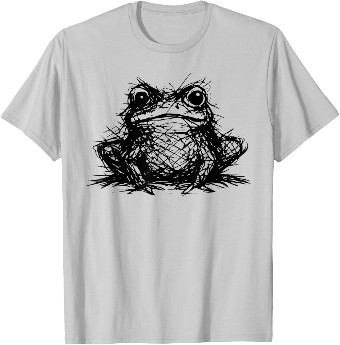 Minimal Line Art Minimalist Abstract Sketch Scribble Frog T-Shirt - T-Shirt | Ash