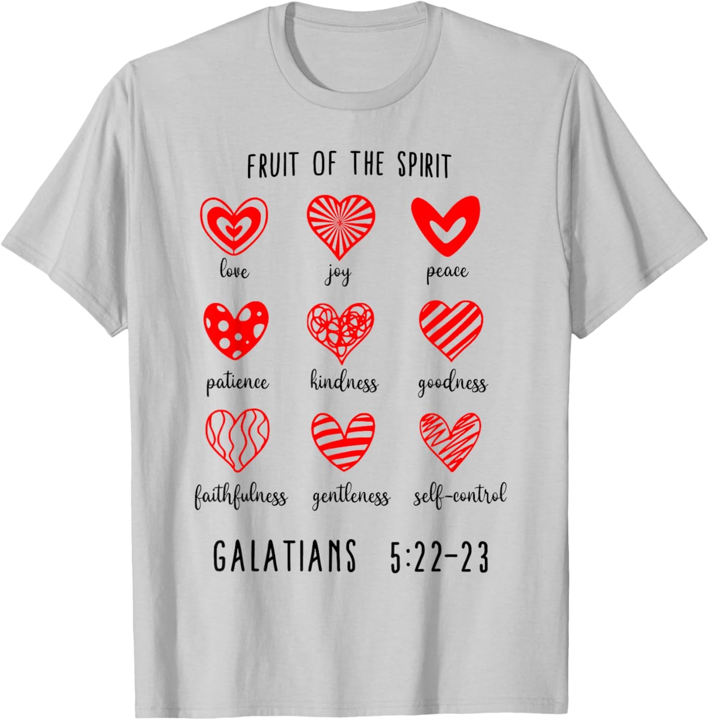 Fruit of The Spirit Christian Hearts Galatians 5:22-23 T-Shirt - T-Shirt | Ash