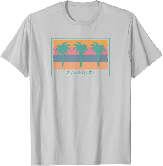 Biarritz France Surf Retro Graphic T-Shirt - T-Shirt | Ash