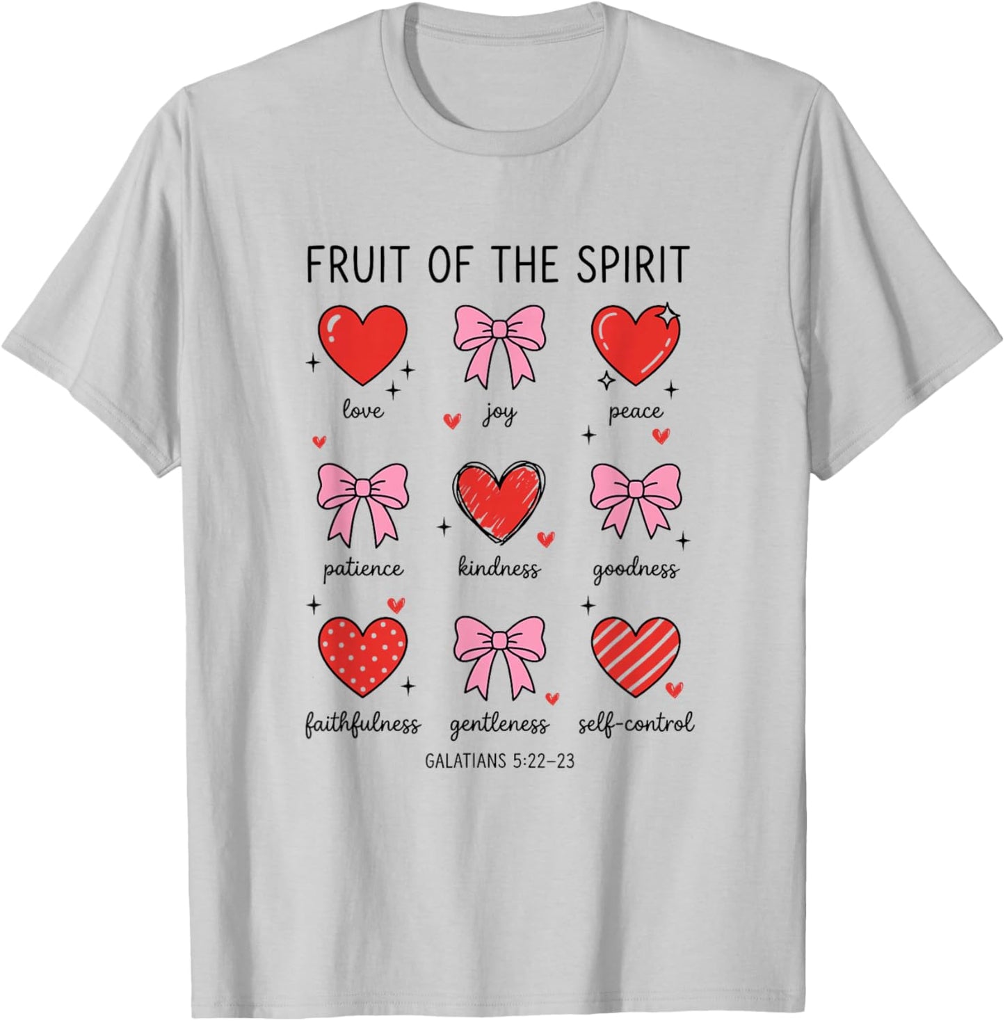Fruit of The Spirit Christian Valentines Hearts Galatians T-Shirt - T-Shirt | Ash