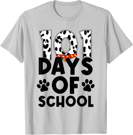 Cute Dog Happy 101 Days School Teacher Student 100 Days T-Shirt - T-Shirt | Ash
