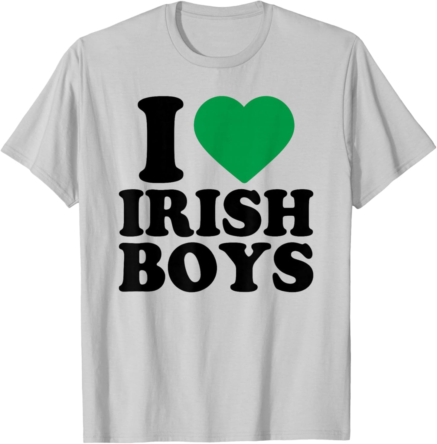 I Love Irish Boys Shirt Green Heart Shamrock St Patricks Day T-Shirt - T-Shirt | Ash