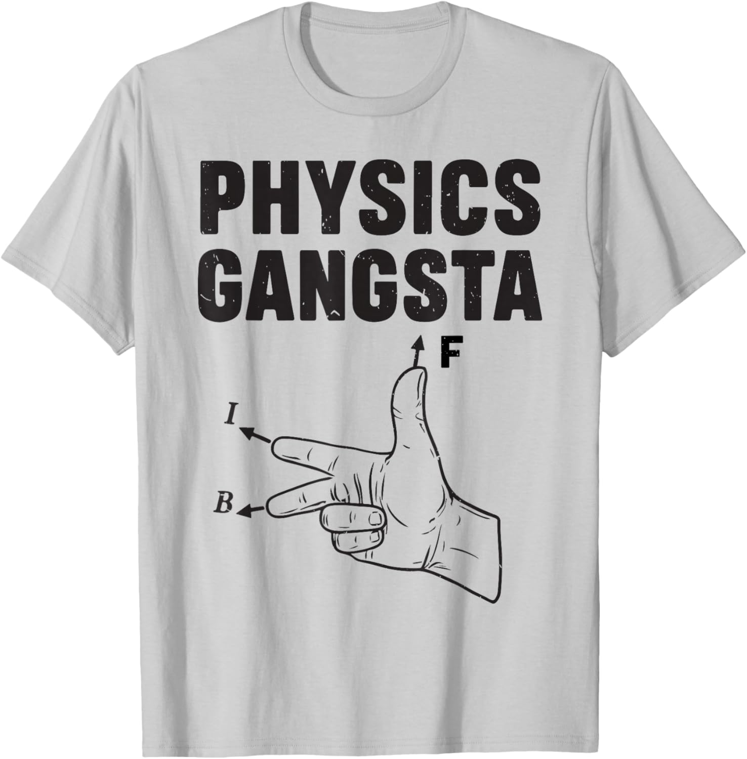 Funny Physics Gangsta Physics Joke STEM Pun Physical Teacher T-Shirt - T-Shirt | Ash