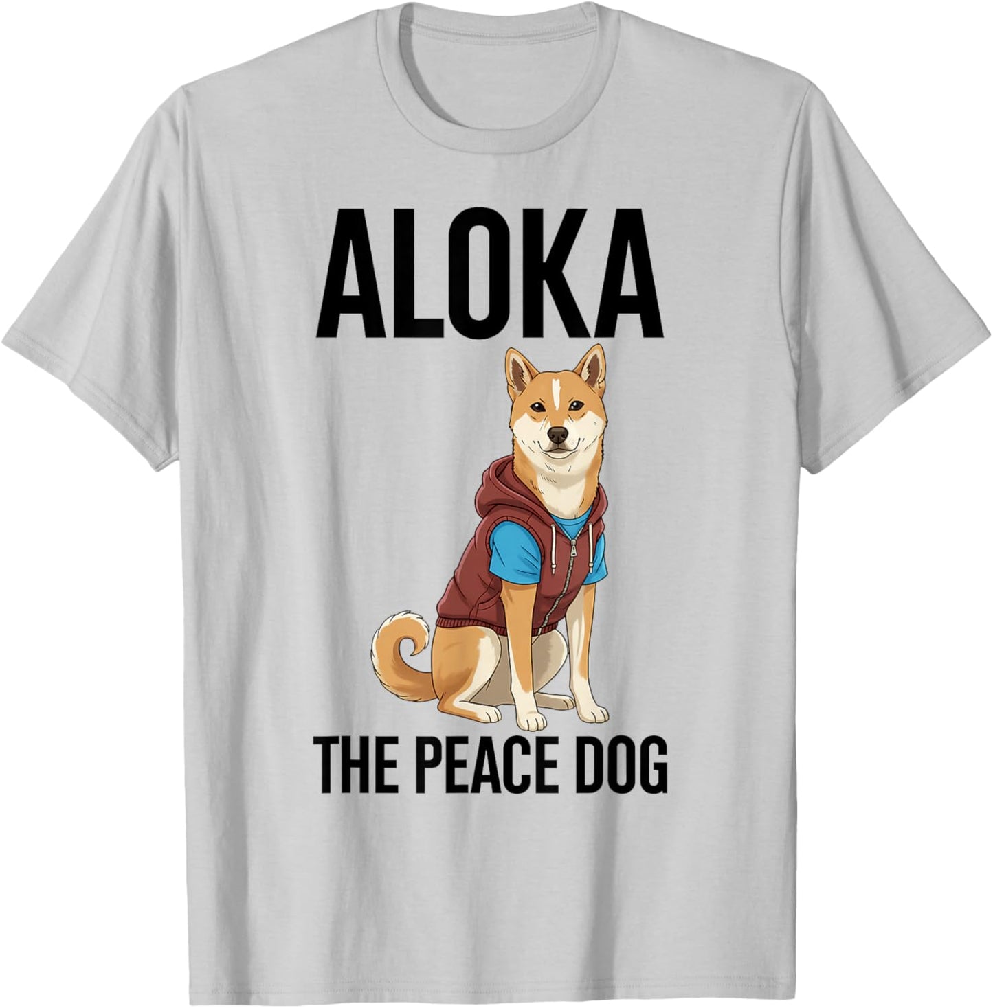 Aloka The Peace Dog Minimalist Zen Art T-Shirt - T-Shirt | Ash