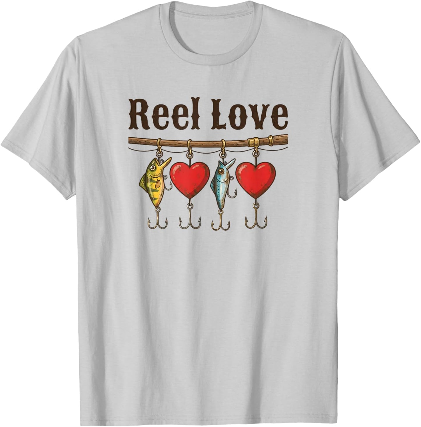 Reel Love Fishing Lures Hearts T-Shirt - T-Shirt | Ash