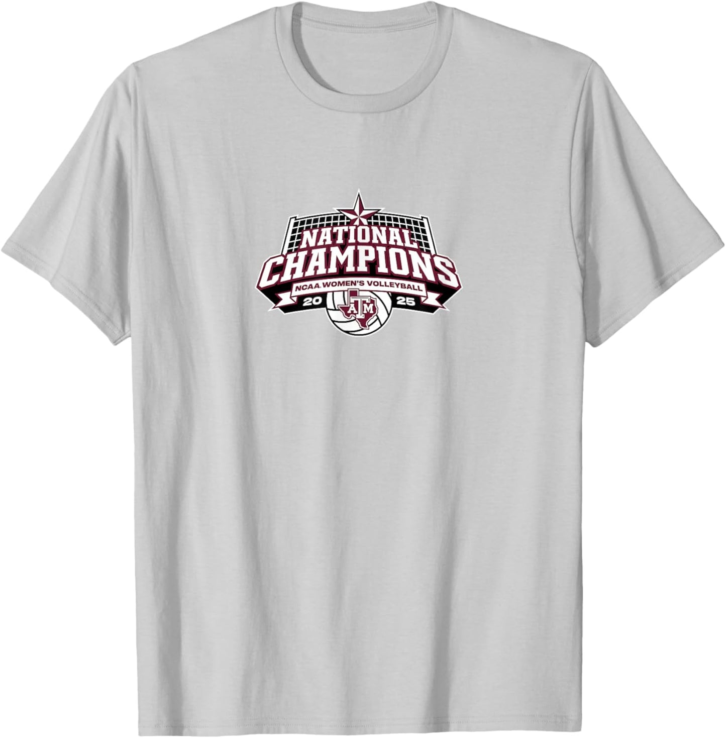 Texas A&M Women's Volleyball - 2025 National Champions Logo T-Shirt - T-Shirt | Ash