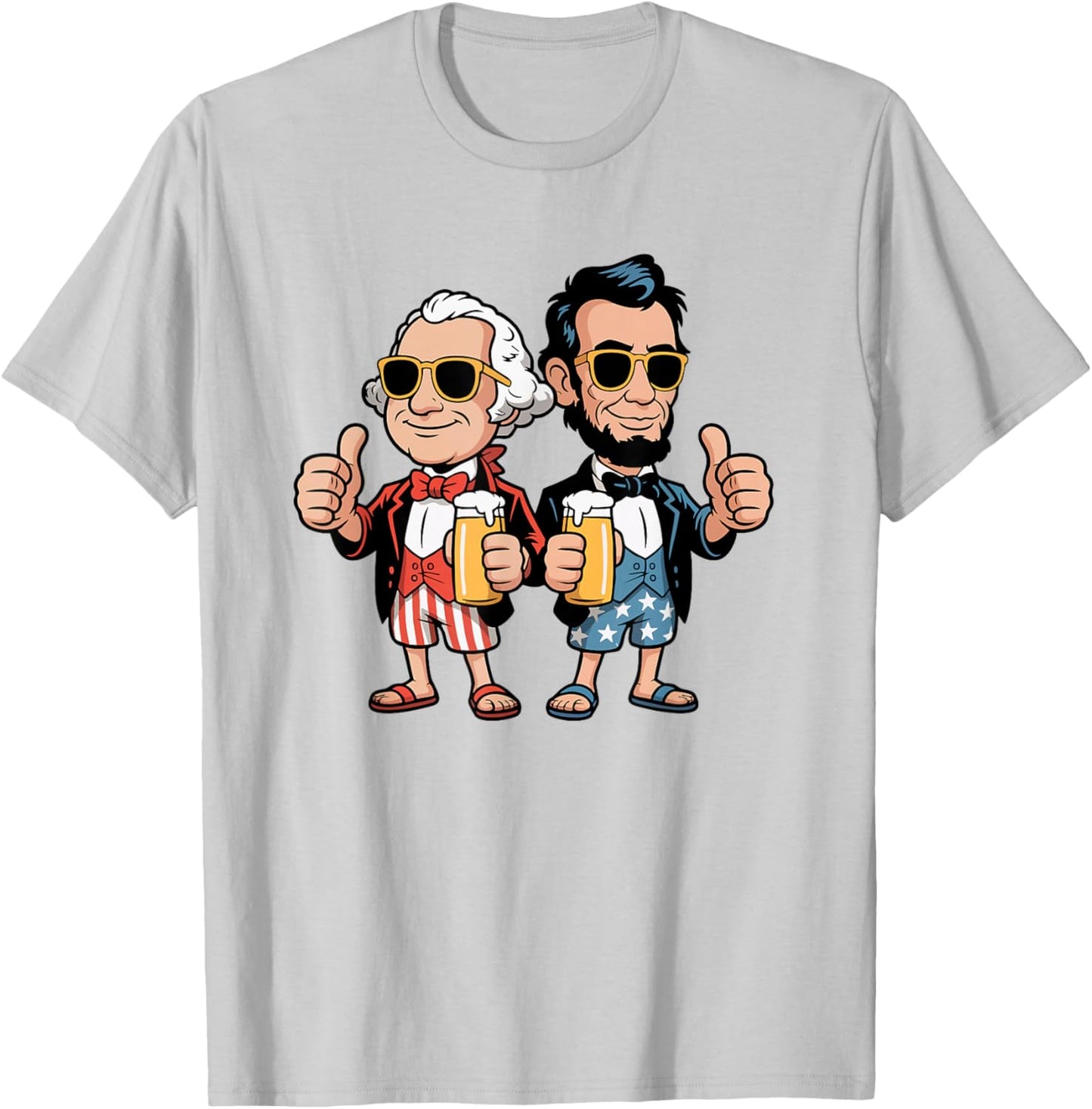 Funny President's Day Lincoln Washington Patriotic Drinking T-Shirt - T-Shirt | Ash