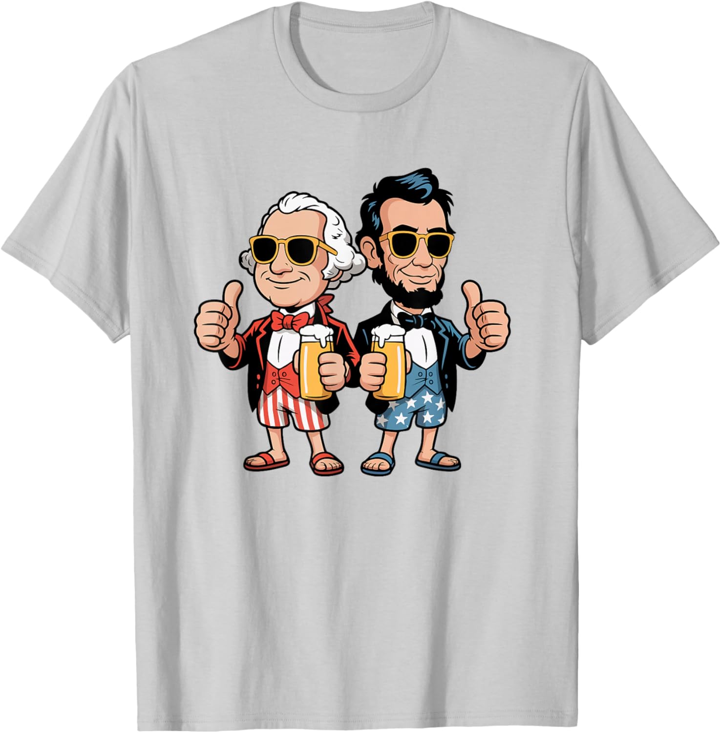 Funny President's Day Lincoln Washington Patriotic Drinking T-Shirt - T-Shirt | Ash