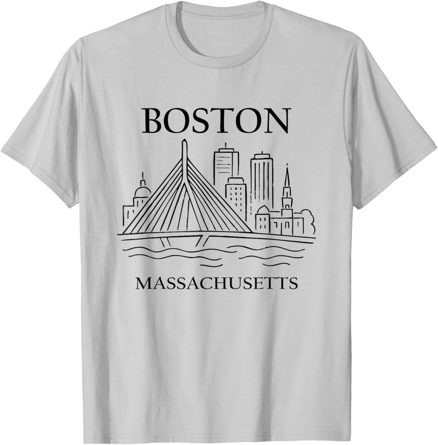 Boston United States Minimalist City Travel Souvenir T-Shirt - T-Shirt | Ash