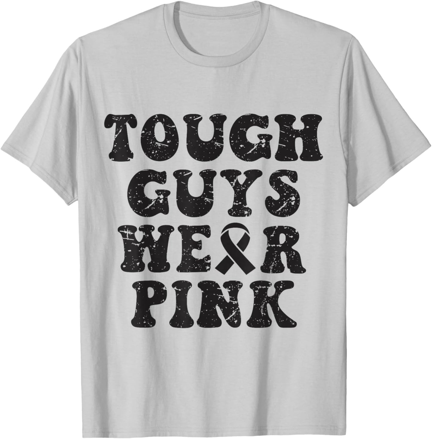 Tough Guys Wear Pink Funny Breast Cancer Awareness Men Kids T-Shirt - T-Shirt | Ash