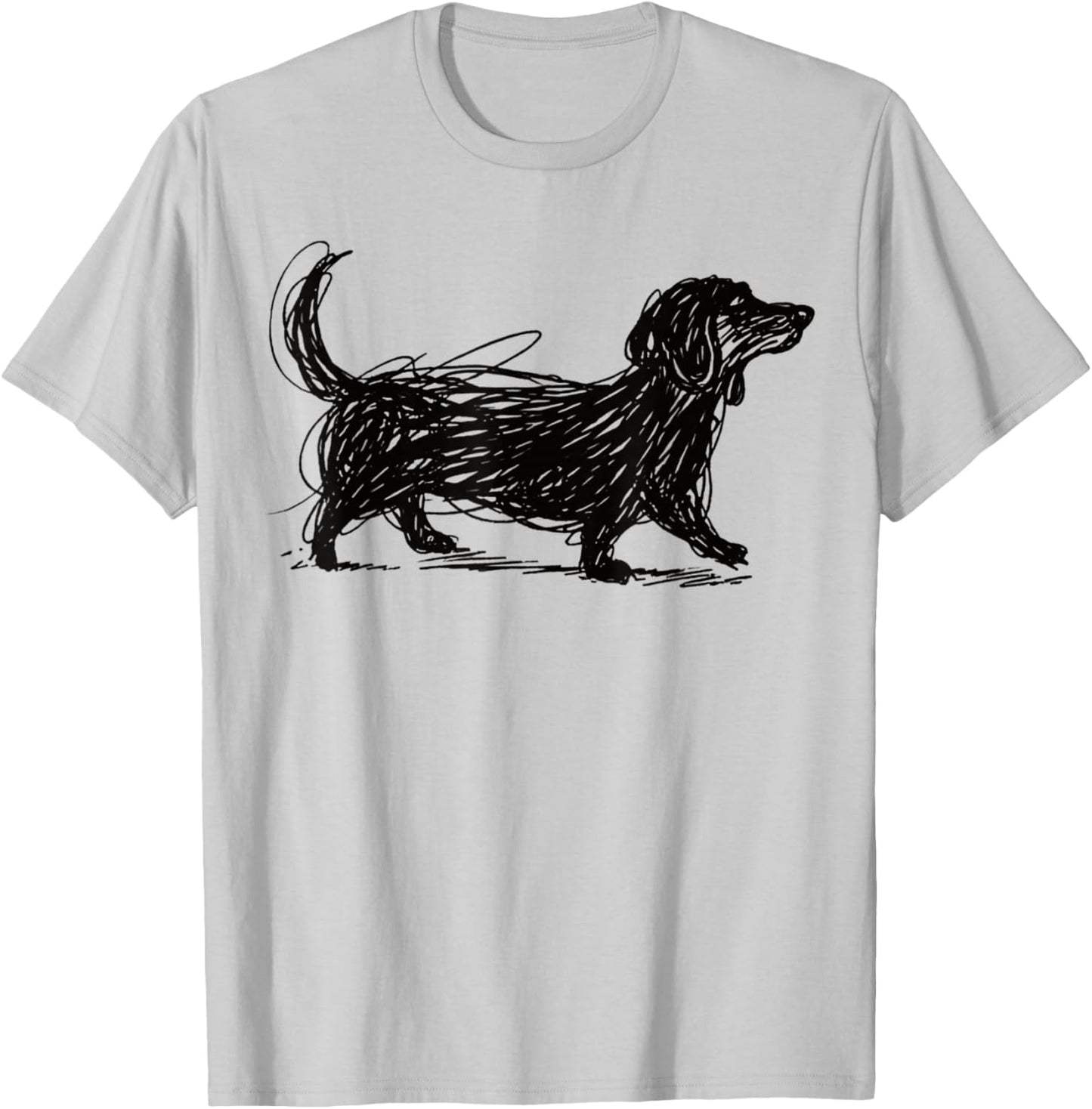 Dachshund Scribble Art Dog Lover Cute Puppy T-Shirt - T-Shirt | Ash