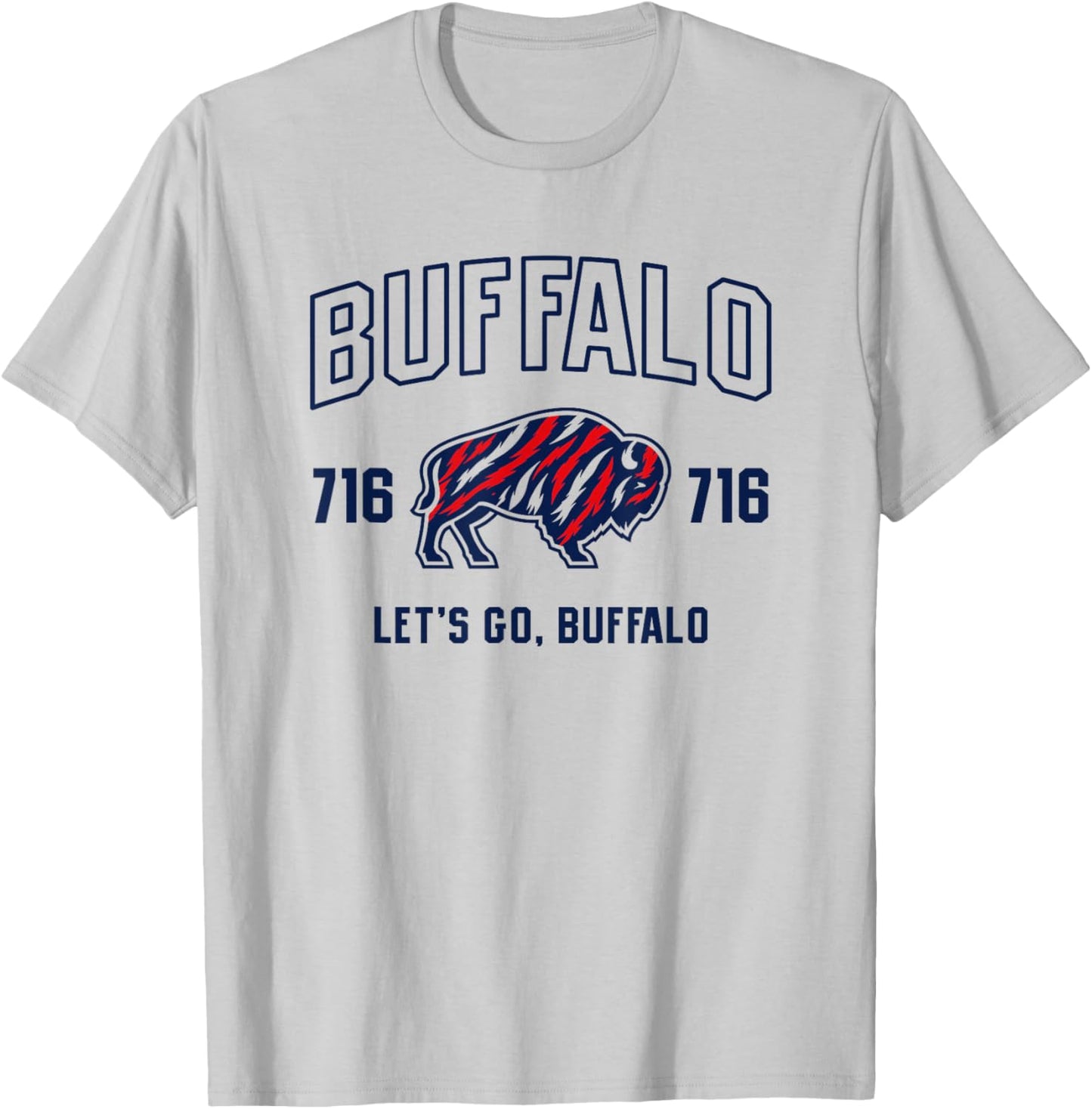 Buffalo Collegiate Red, White Blue Stripes T-Shirt - T-Shirt | Ash