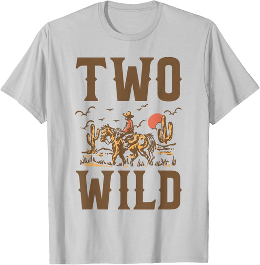 Two Wild and 2 Years Old Cowboy It's My 2nd Birthday Boy T-Shirt - T-Shirt | Ash