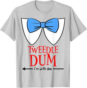 Tweedle Dum I'm with Dee - Lazy Couple Halloween Costumes T-Shirt - T-Shirt | Ash