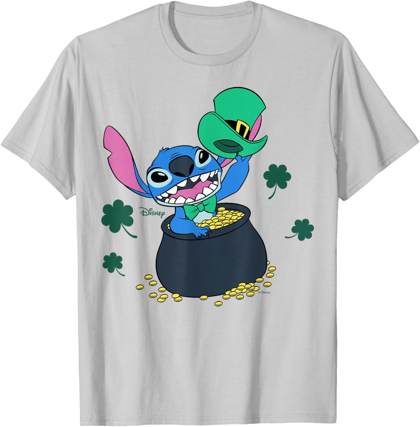 Disney Lilo & Stitch Lucky Leprechaun St Patrick's Day T-Shirt - T-Shirt | Ash