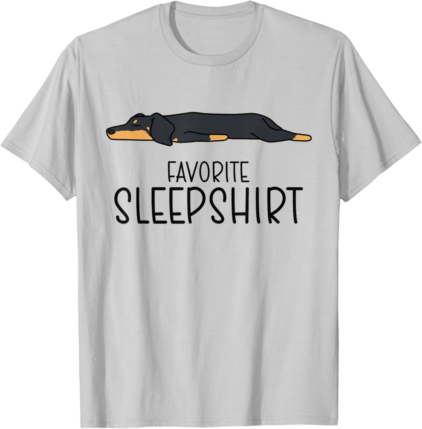 Favorite Dachshund Pajamas, Napping Dog Pajama T-Shirt - T-Shirt | Ash