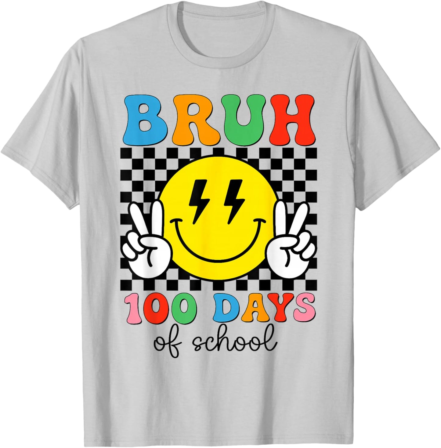 100th Day of School Boys Girls Kids Bruh 100 Days of School T-Shirt - T-Shirt | Ash
