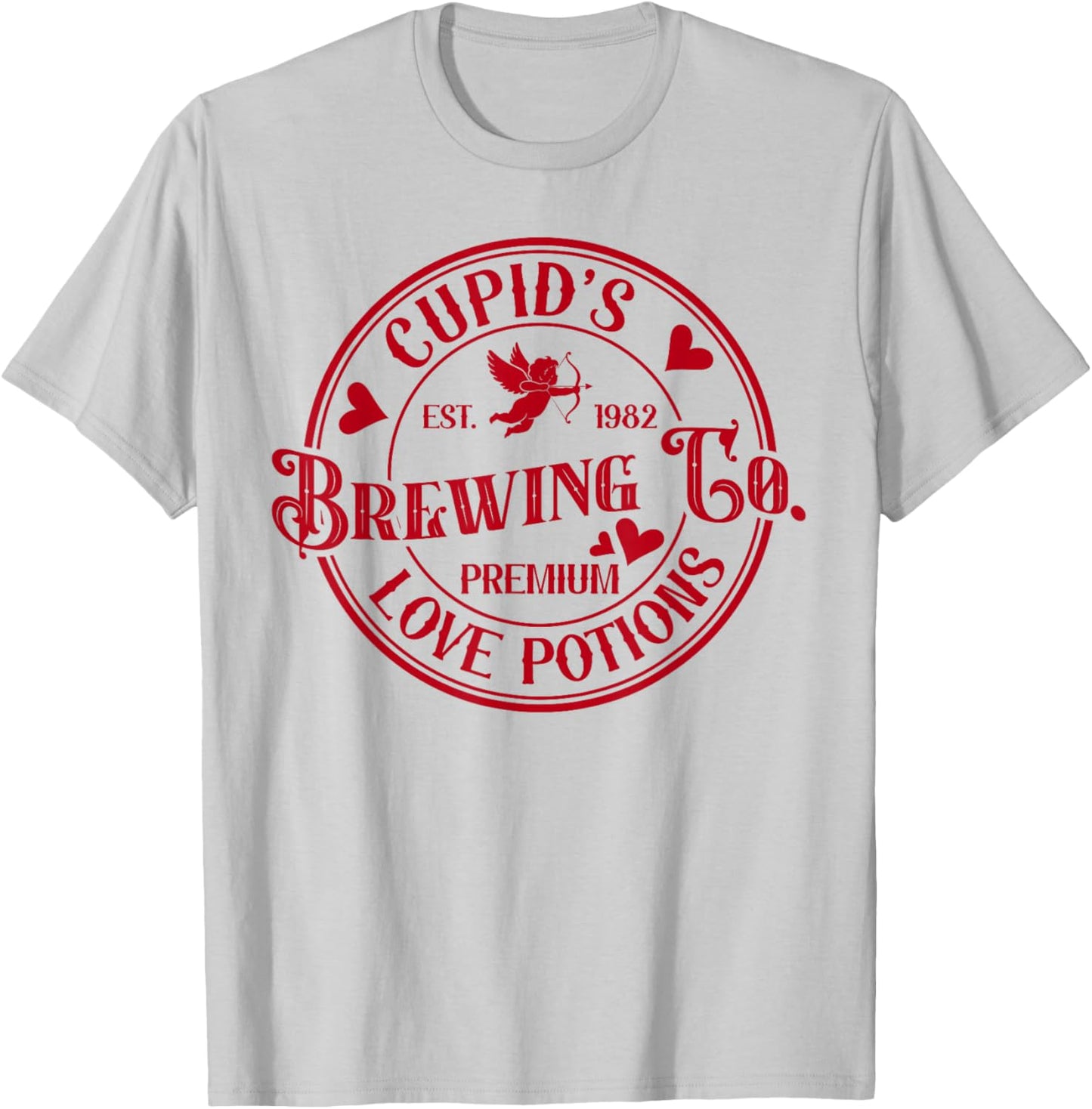 Cupid's Brewing Co Premium Love Potions Vintage Valentines T-Shirt - T-Shirt | Ash