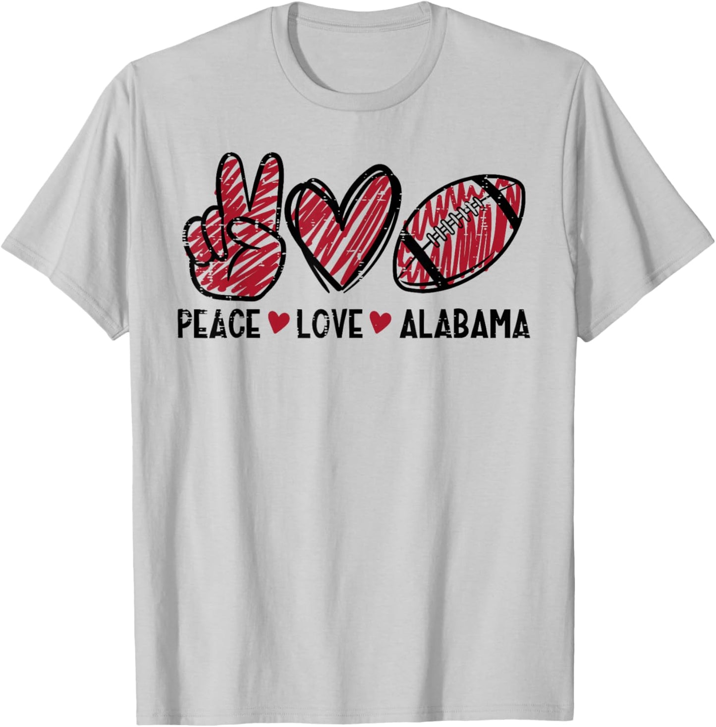 Peace Love Alabama Men Women Kids Boys Girls Youth Teen T-Shirt - T-Shirt | Ash