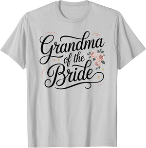 Grandma of The Bride Elegant Floral Wedding Typography T-Shirt - T-Shirt | Ash
