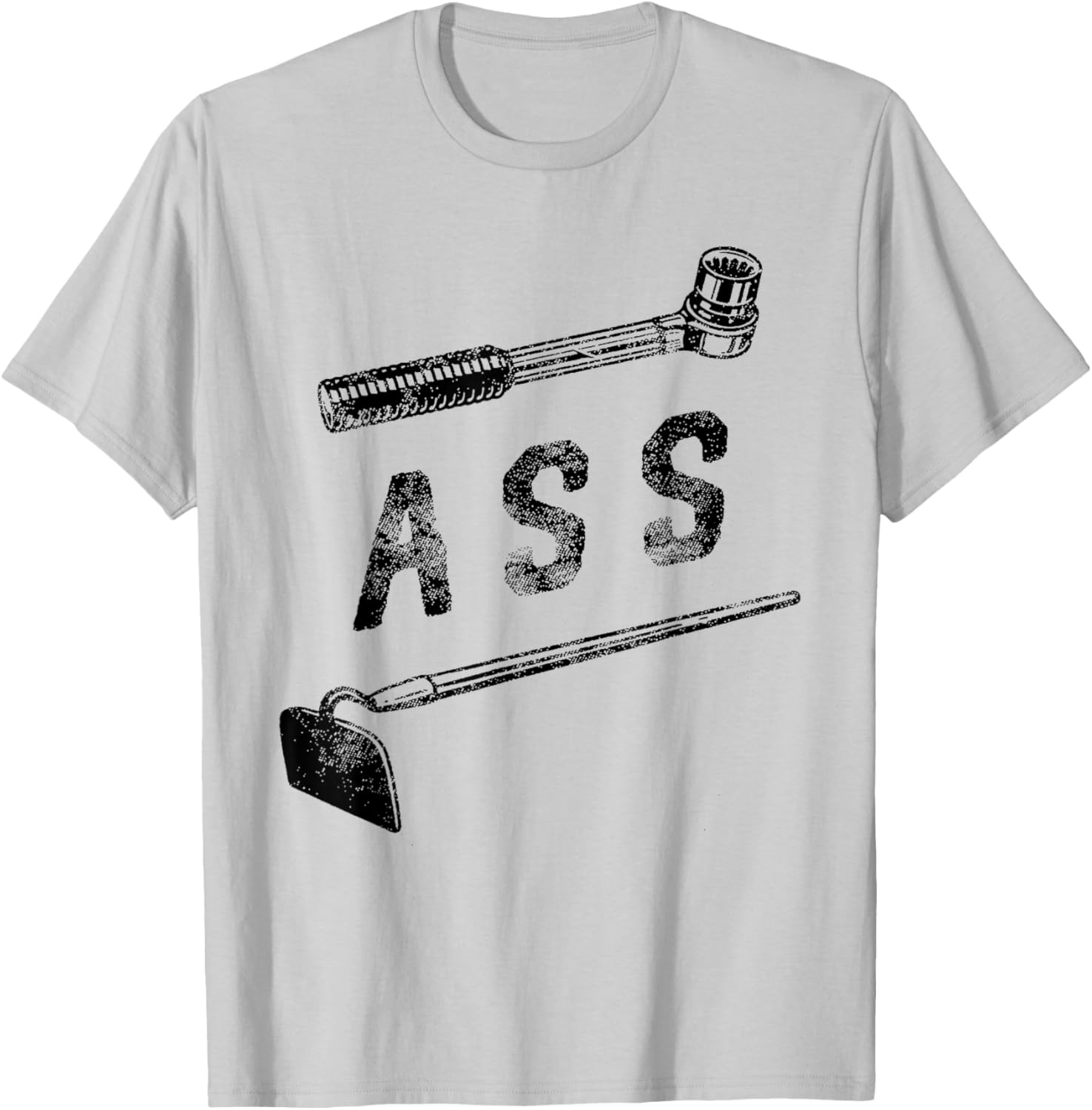 Wrench Rachet Ass Hoe - Funny Distressed Mechanic Gardener T-Shirt - T-Shirt | Ash