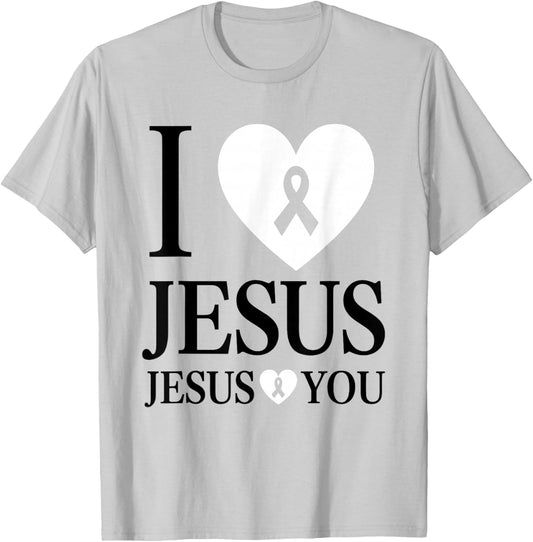 I Love Jesus Jesus Loves You Breast Cancer Awareness T-Shirt - T-Shirt | Ash