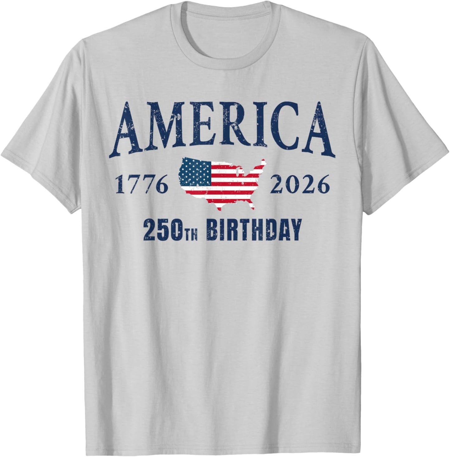 4th of July American Flag Vintage 250 Years 1776 2026 USA T-Shirt - T-Shirt | Ash