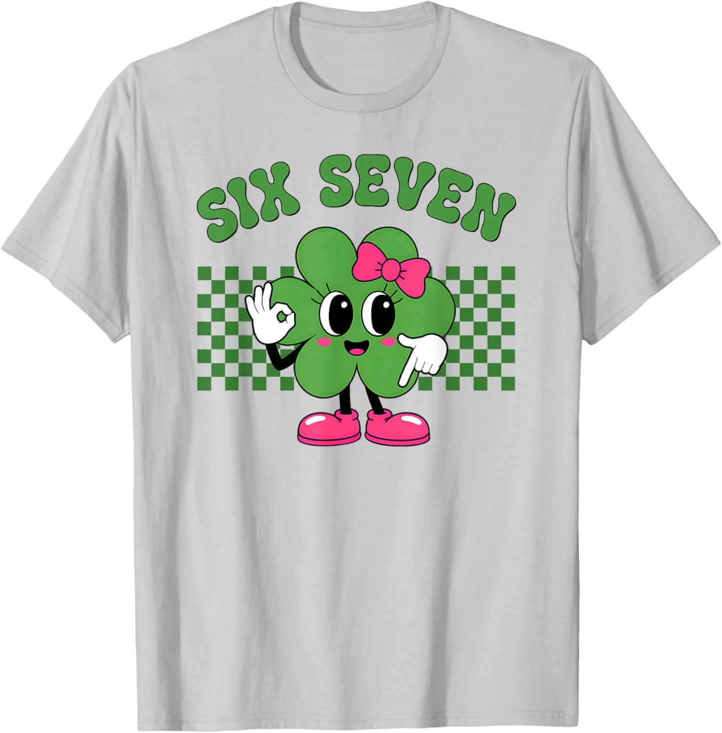 Six Seven 67 Meme St Patricks Day Shamrock Boys Girls Kids T-Shirt - T-Shirt | Ash