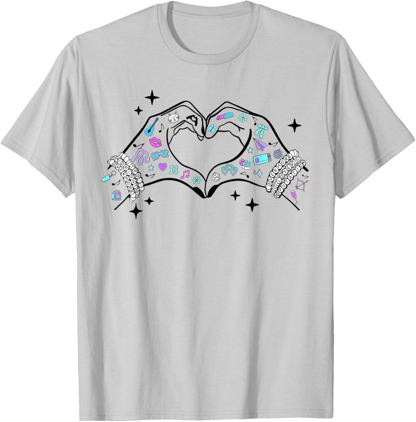 Heart Hands Taylor First Name Girl Retro Groovy 70's 80's T-Shirt - T-Shirt | Ash