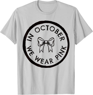 Coquette Bow in October We Wear Pink Out T-Shirt - T-Shirt | Ash