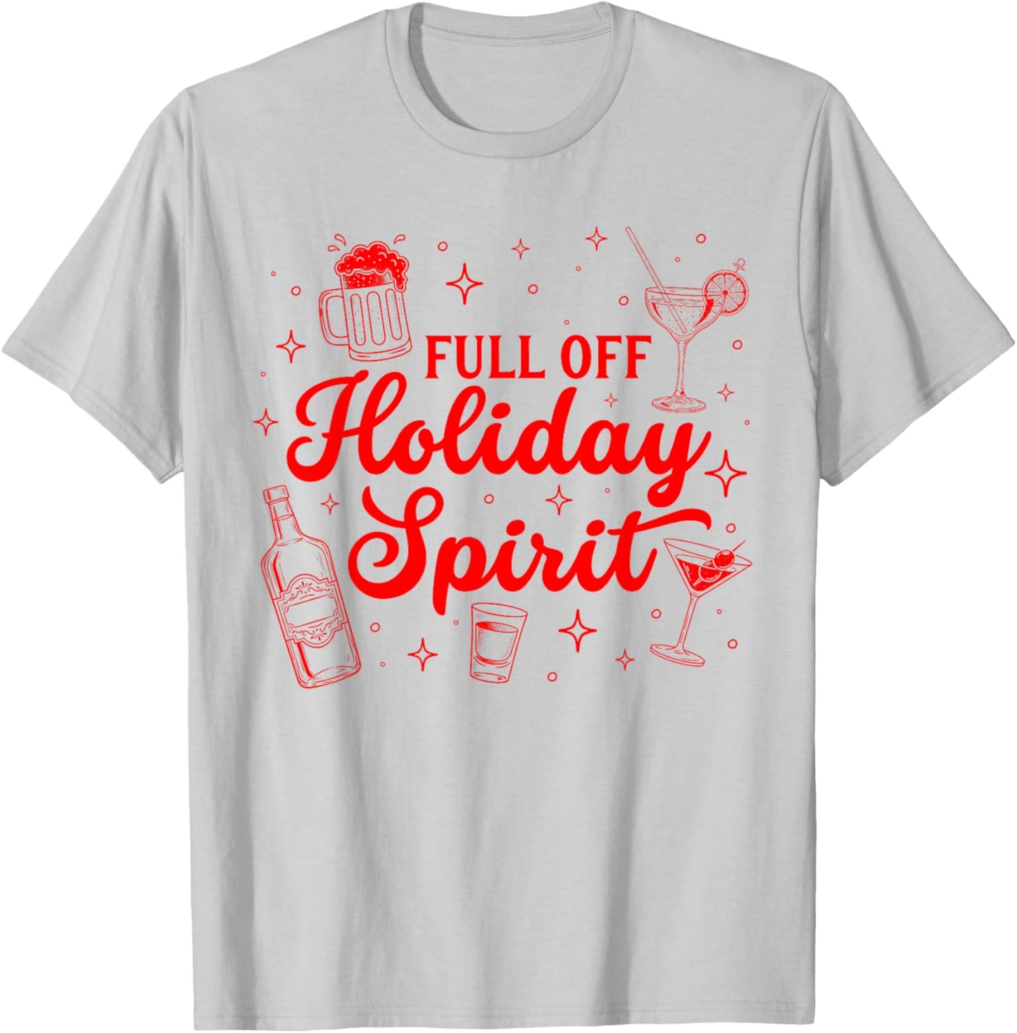 Funny Xmas Cocktail Vintage Full of Holiday Spirit Christmas T-Shirt - T-Shirt | Ash