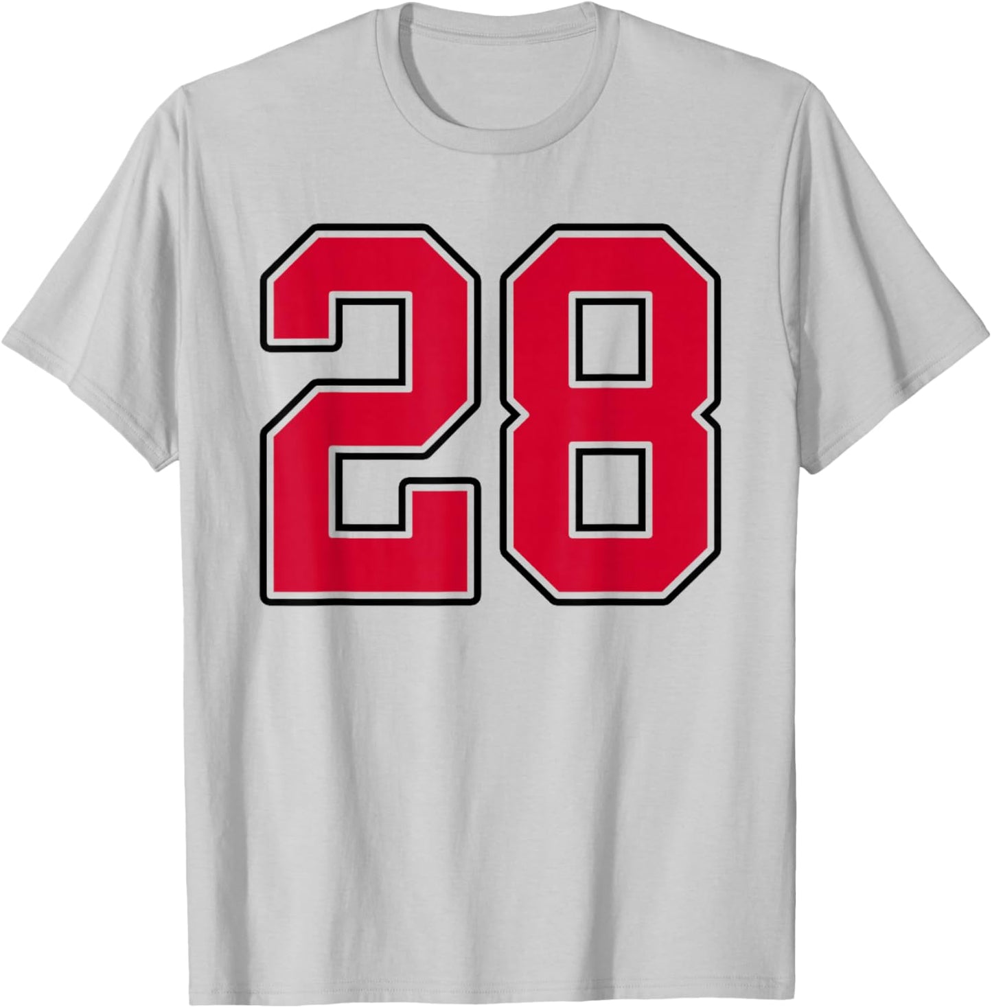 Red and Black Number 28 Jersey Player Uniform #28 T-Shirt - T-Shirt | Ash