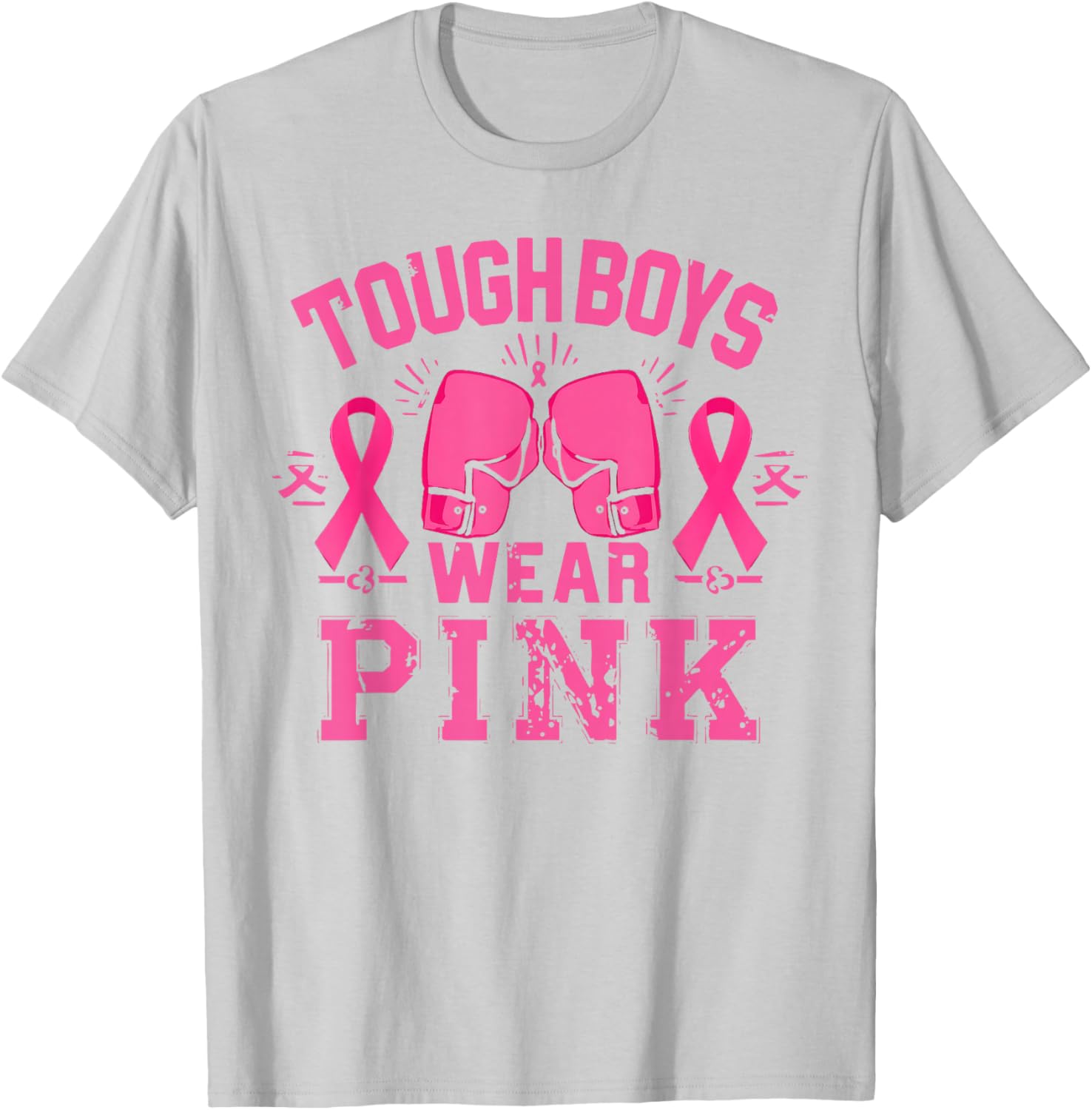 Tough Boys Wear Pink Breast Cancer Awareness Shirts Men Boys T-Shirt - T-Shirt | Ash