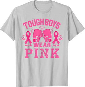 Tough Boys Wear Pink Breast Cancer Awareness Shirts Men Boys T-Shirt - T-Shirt | Ash