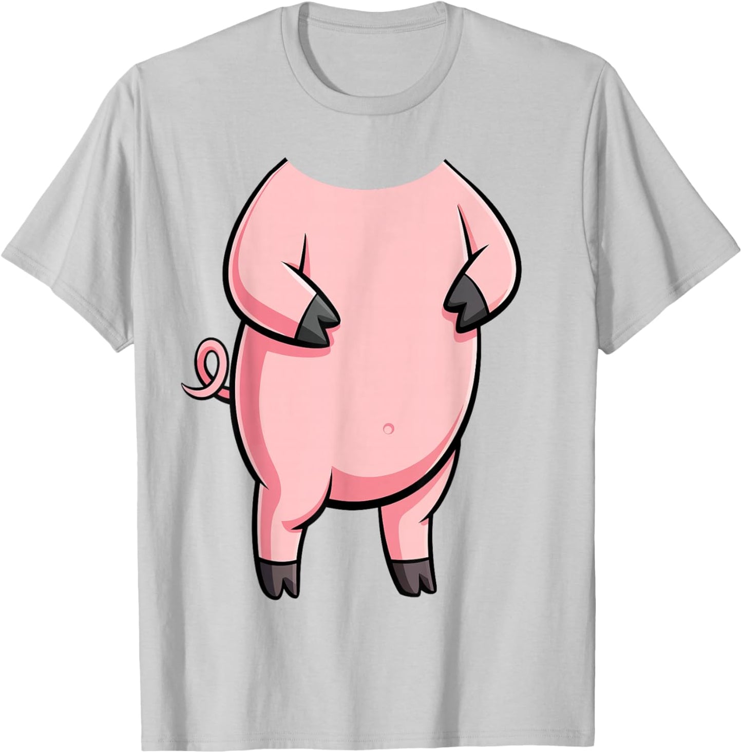 Pig Shirt Adult Kids Men Women Pink Body Pig Costume T-Shirt - T-Shirt | Ash