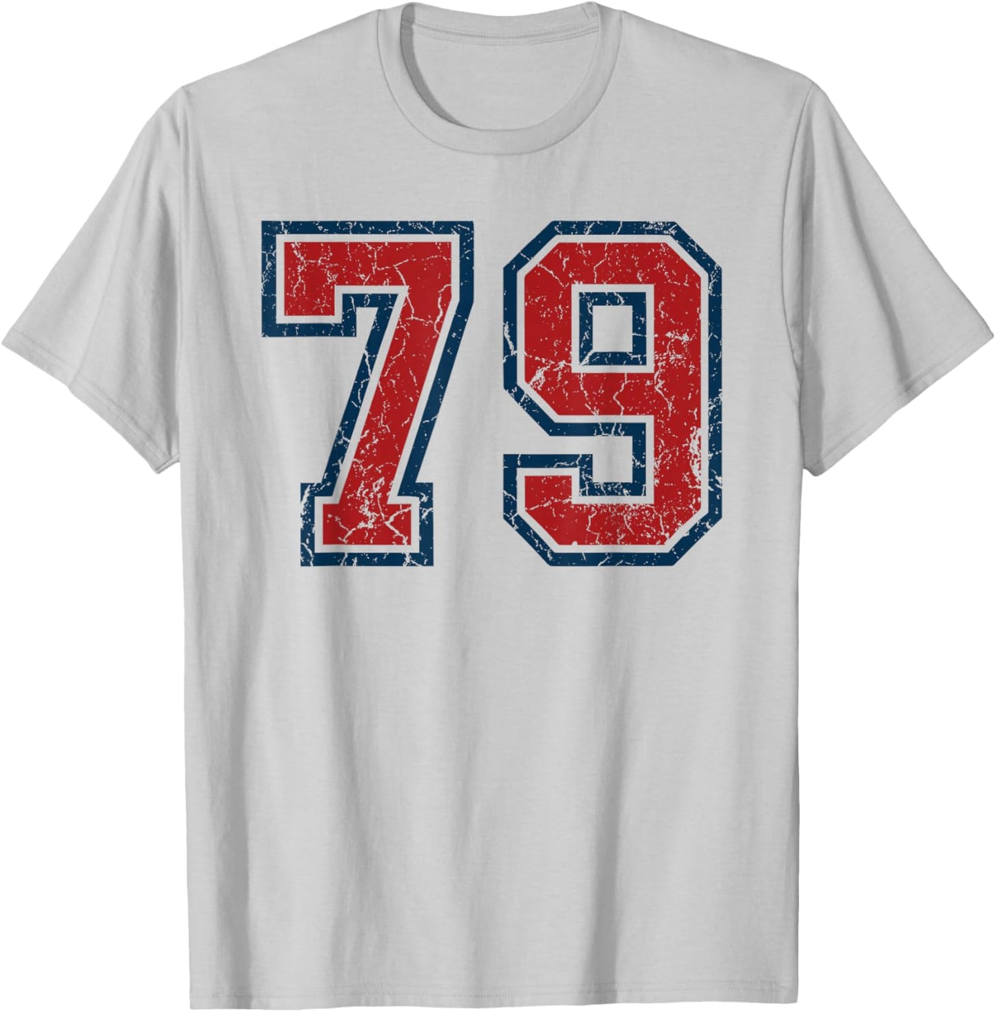 Red and Blue Sports Number 79 Jersey Uniform Player Fan T-Shirt - T-Shirt | Ash