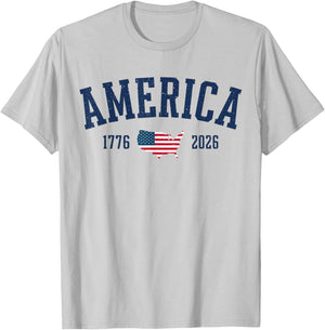 4th of July American Flag Vintage 250 Years 1776 2026 USA T-Shirt - T-Shirt | Ash