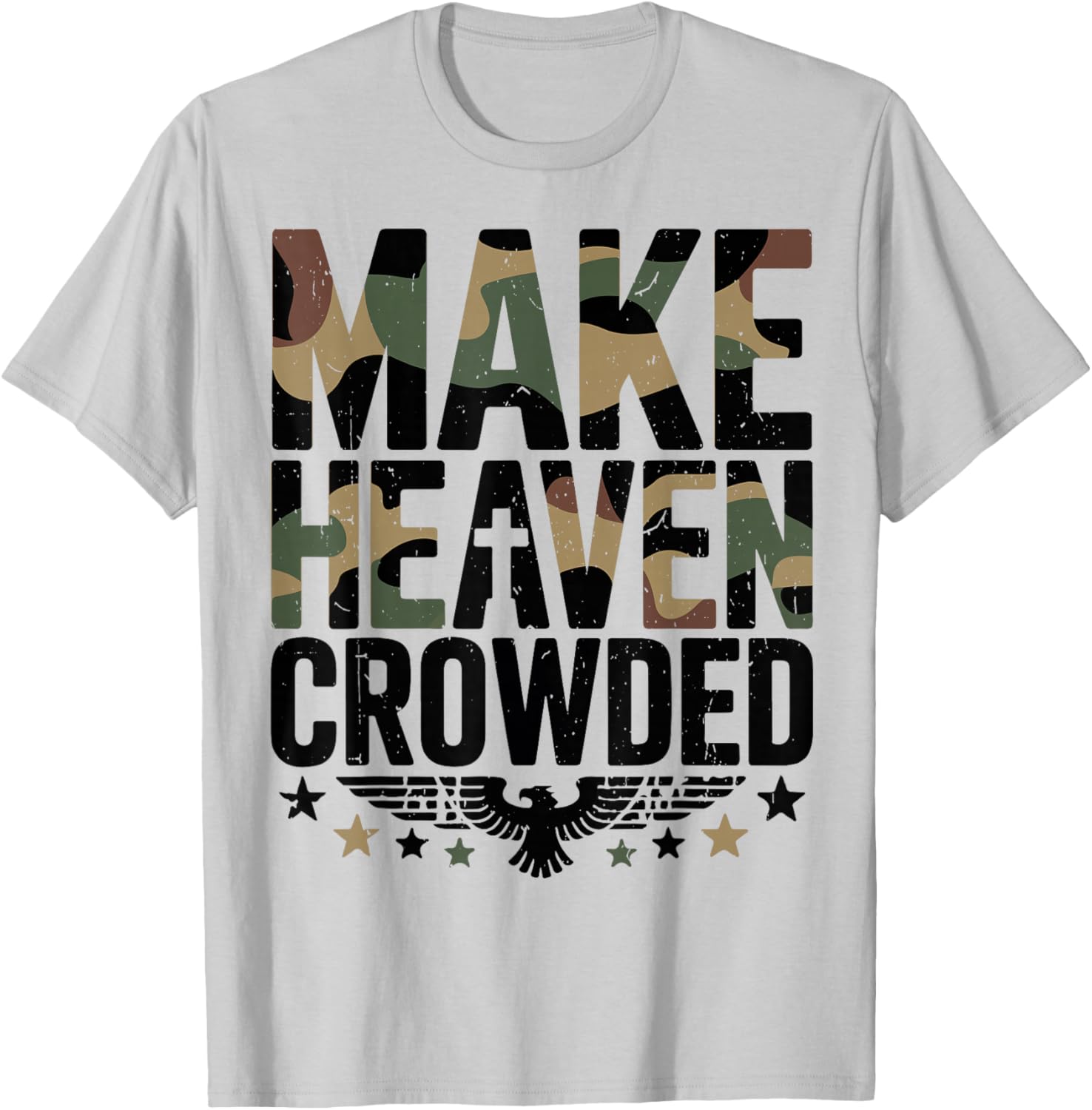 Youth Make Heaven Crowded Camouflage Jesus Camo Christian T-Shirt - T-Shirt | Ash