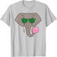 Funny Elephant Wearing Green Shades Blowing Bubble Gum T-Shirt - T-Shirt | Ash