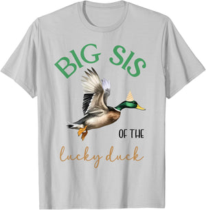 Big Sis of The Lucky Birthday Duck Hunting 1st Birthday T-Shirt - T-Shirt | Ash