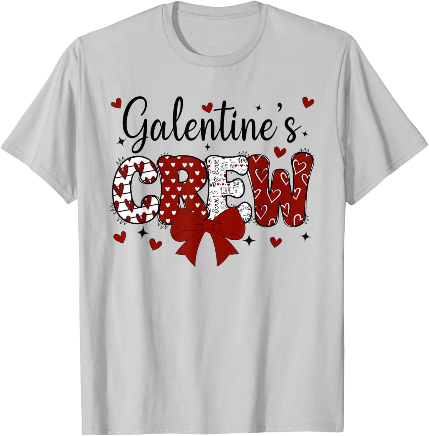 Happy Galentines Day Crew Cute Coquette Bow Galentine 2026 T-Shirt - T-Shirt | Ash